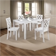 Ziko 5 Piece Dining Table Set- 4 Crossed Back Chairs- White Solid Wood