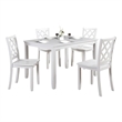 Ziko 5 Piece Dining Table Set- 4 Crossed Back Chairs- White Solid Wood
