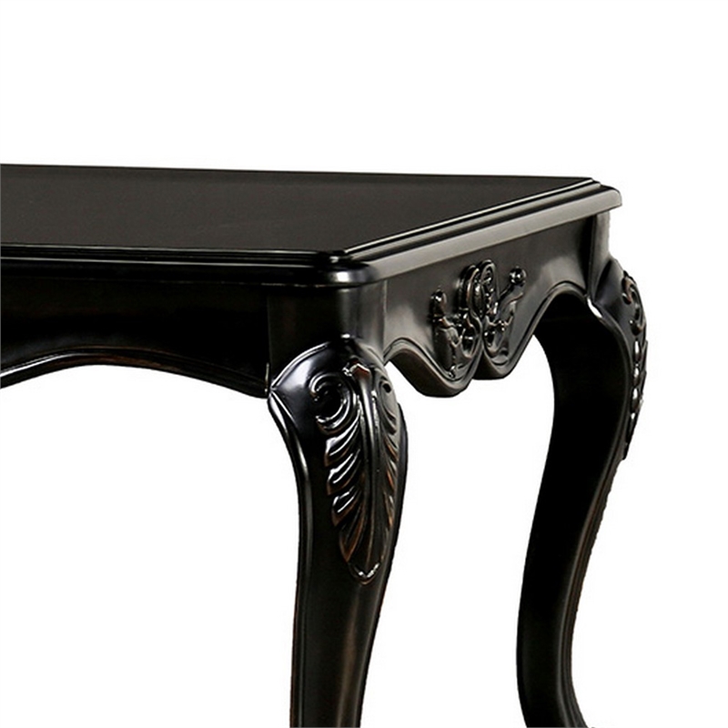 Roche Coffee Table- 53 Inch- Classical Cabriole Legs- Dark Brown Solid Wood