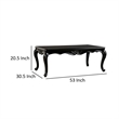 Roche Coffee Table- 53 Inch- Classical Cabriole Legs- Dark Brown Solid Wood