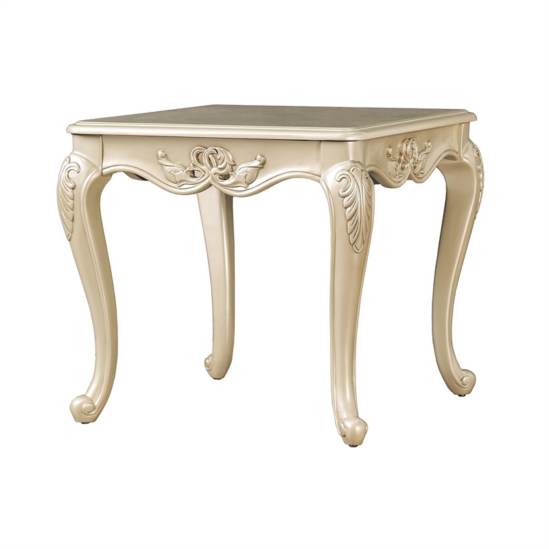Roche Side End Table- 29 Inch- Classic Cabriole Legs- Champagne Gold Wood