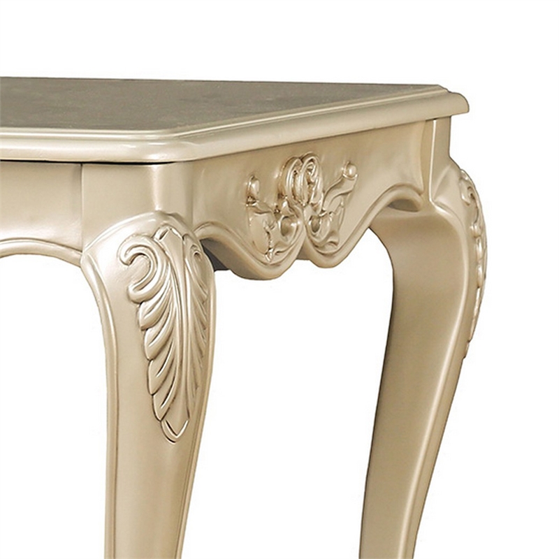 Roche Side End Table- 29 Inch- Classic Cabriole Legs- Champagne Gold Wood