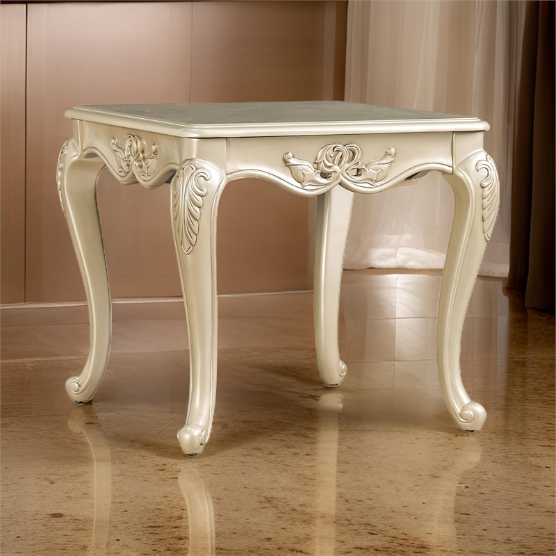 Roche Side End Table- 29 Inch- Classic Cabriole Legs- Champagne Gold Wood