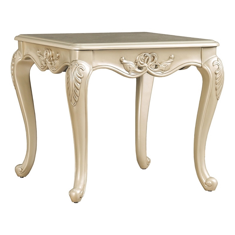 Roche Side End Table- 29 Inch- Classic Cabriole Legs- Champagne Gold Wood