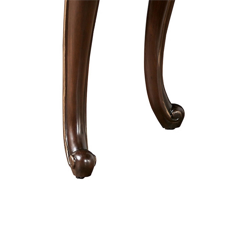 Halie Side End Table- 28 Inch- Classic Cabriole Legs- Dark Brown Solid Wood
