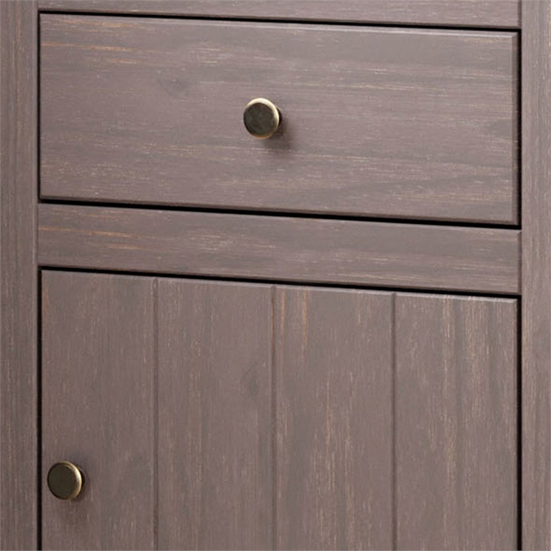 Stav Nightstand- 1 Drawer and Door- 25 Inch- Plank Style- Gray Solid Wood