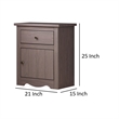 Stav Nightstand- 1 Drawer and Door- 25 Inch- Plank Style- Gray Solid Wood