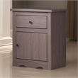 Stav Nightstand- 1 Drawer and Door- 25 Inch- Plank Style- Gray Solid Wood