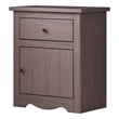Stav Nightstand- 1 Drawer and Door- 25 Inch- Plank Style- Gray Solid Wood