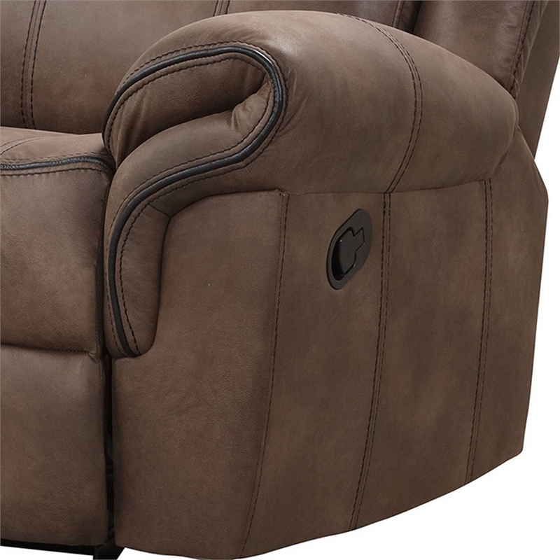 Arisa Manual Glider Recliner Chair- Brown Faux Leather- Pillow Arms