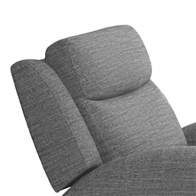 Cory Manual Recliner Chair- Contour Armrests- Solid Wood- Gray Polyester
