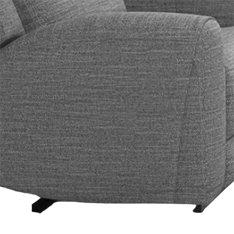 Cory Manual Recliner Chair- Contour Armrests- Solid Wood- Gray Polyester