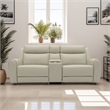Cobe Manual Recliner Loveseat- 41 Inch- Center Console- Grain Beige Leather