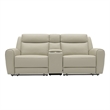 Cobe Manual Recliner Loveseat- 41 Inch- Center Console- Grain Beige Leather
