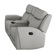 Cobe Manual Recliner Loveseat- 41 Inch- Center Console- Grain Gray Leather