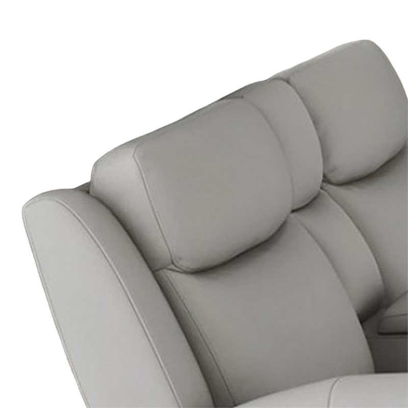 Cobe Manual Recliner Loveseat- 41 Inch- Center Console- Grain Gray Leather