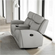 Cobe Manual Recliner Loveseat- 41 Inch- Center Console- Grain Gray Leather