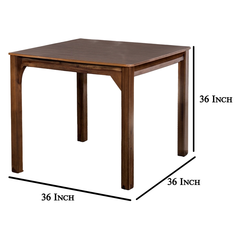 Lasie 5 Piece Counter Height Table Set- 4 Chairs- Slatted- Brown Solid Wood
