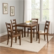 Lasie 5 Piece Counter Height Table Set- 4 Chairs- Slatted- Brown Solid Wood