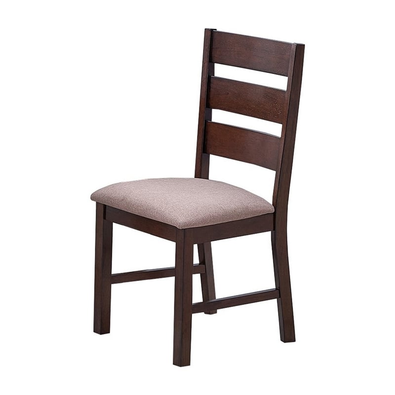 Yuzi Dining Chair Set of 2- Ladder Back- Cherry Brown Solid Wood