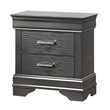 Jean Nightstand- 2 Drawers- Curved Frame- 24 Inch Dark Gray Solid Wood