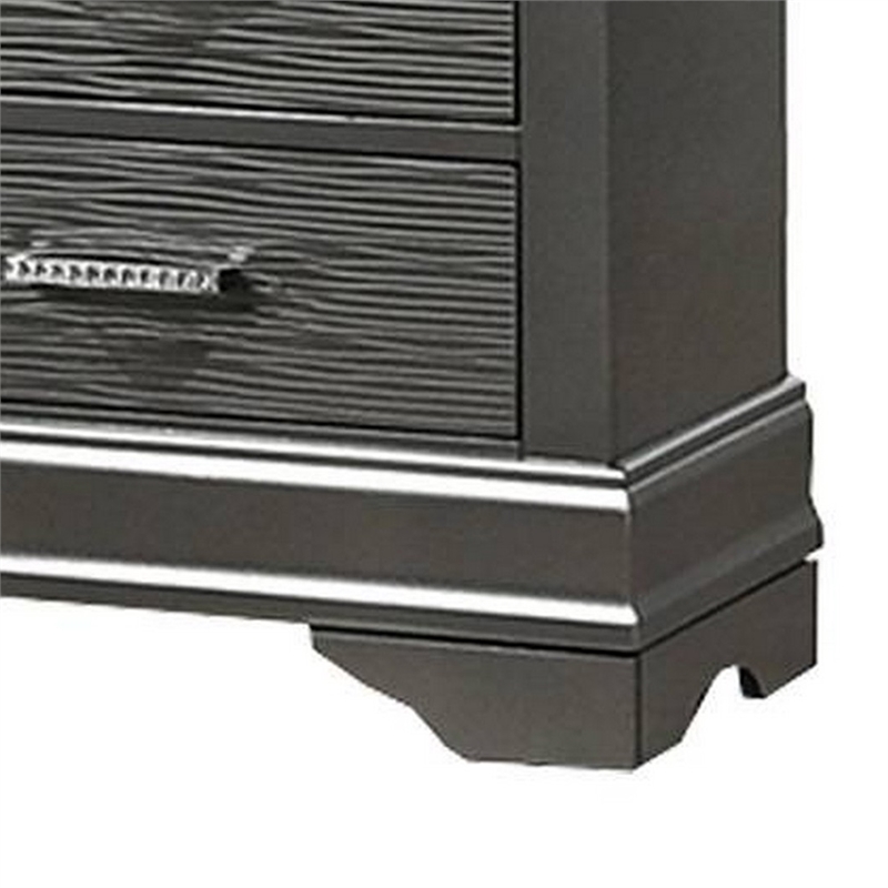 Jean Nightstand- 2 Drawers- Curved Frame- 24 Inch Dark Gray Solid Wood