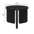 Kiya Side End Table- Panel Legs- 27 Inch Round Black Solid Wood Frame