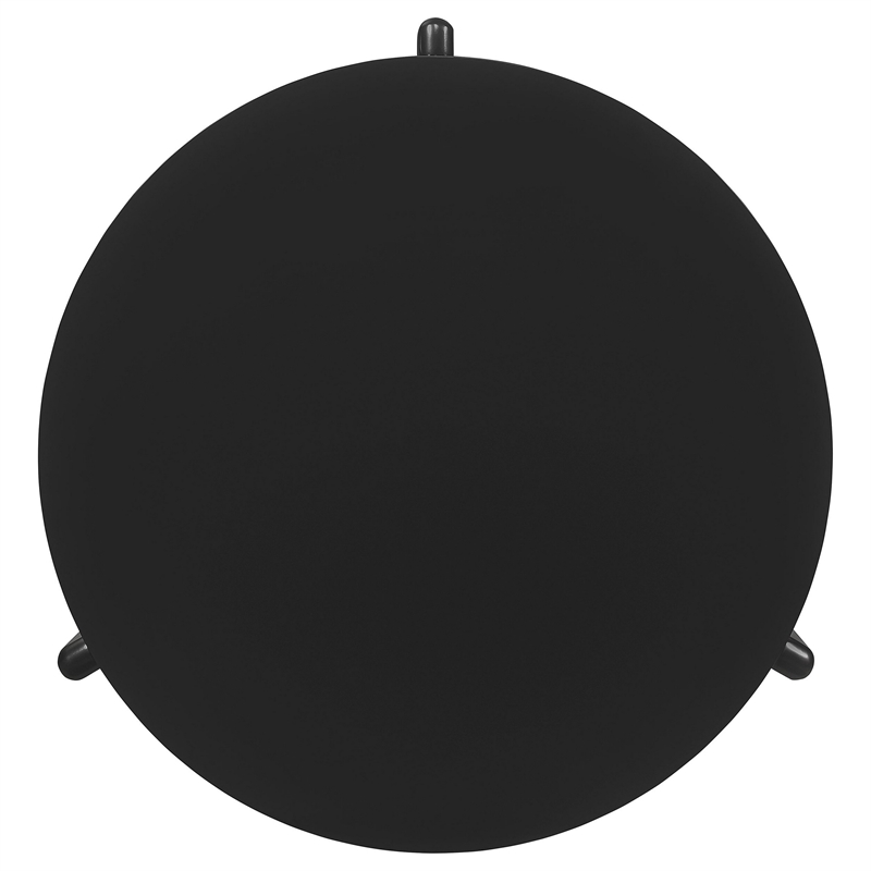 Kiya Coffee Table- 39 Inch Round Top- Black Solid Wood Frame- Panel Legs