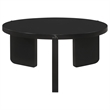 Kiya Coffee Table- 39 Inch Round Top- Black Solid Wood Frame- Panel Legs