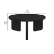Kiya Coffee Table- 39 Inch Round Top- Black Solid Wood Frame- Panel Legs