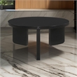 Kiya Coffee Table- 39 Inch Round Top- Black Solid Wood Frame- Panel Legs