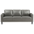 Rumi Sofa- Gray Faux Leather- Modern Track Arms- Foam Cushions- 77 Inch