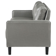Rumi Sofa- Gray Faux Leather- Modern Track Arms- Foam Cushions- 77 Inch