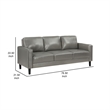 Rumi Sofa- Gray Faux Leather- Modern Track Arms- Foam Cushions- 77 Inch