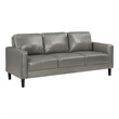 Rumi Sofa- Gray Faux Leather- Modern Track Arms- Foam Cushions- 77 Inch