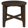 Katie End Table- Round 26 Inch Top- Dark Brown Solid Wood- Cross Beam Legs