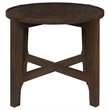 Katie End Table- Round 26 Inch Top- Dark Brown Solid Wood- Cross Beam Legs