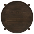 Katie End Table- Round 26 Inch Top- Dark Brown Solid Wood- Cross Beam Legs