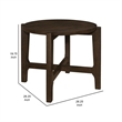 Katie End Table- Round 26 Inch Top- Dark Brown Solid Wood- Cross Beam Legs