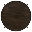 Katie Coffee Table- Round 38 Inch Top- Dark Brown Wood- Cross Beam Legs