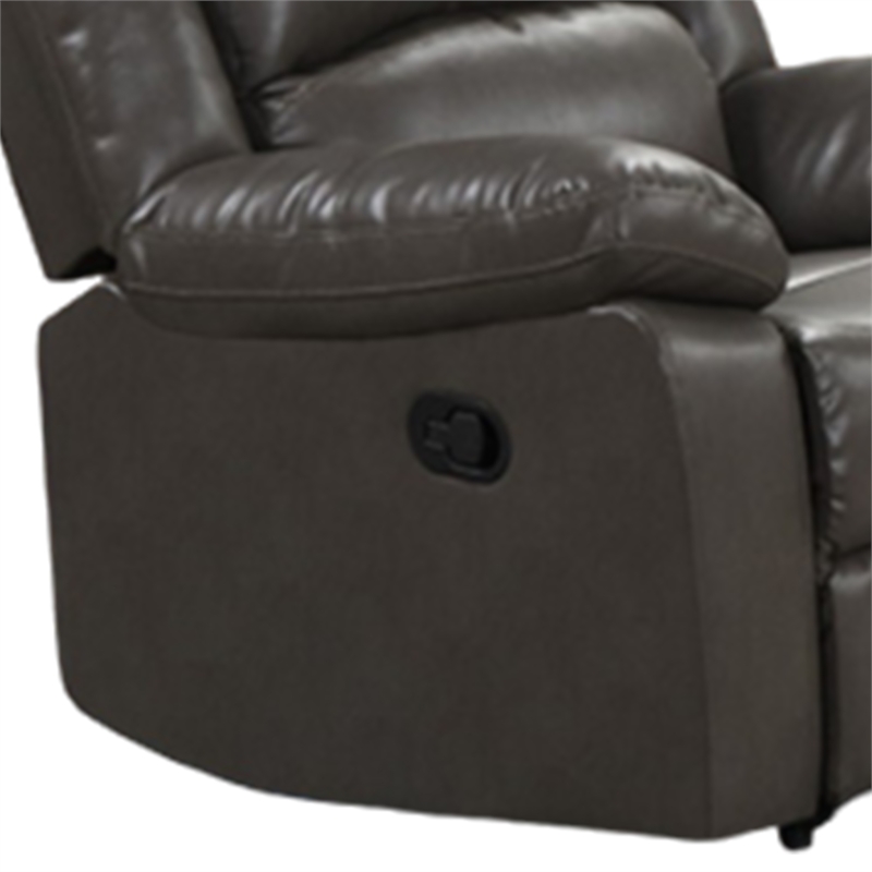 Lizzy Manual Glider Recliner Chair- Pillow Arms- Solid Wood- Gray Leather