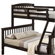 Bruke Twin/Full Size Bunk Bed with Ladder- Slatted Brown Solid Hardwood
