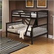 Bruke Twin/Full Size Bunk Bed with Ladder- Slatted Brown Solid Hardwood