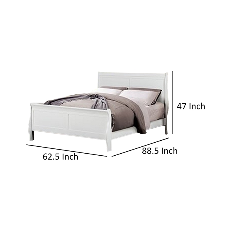 Ryla Queen Size Bed- Sleek Modern Panel Headboard Design- White Solid Wood
