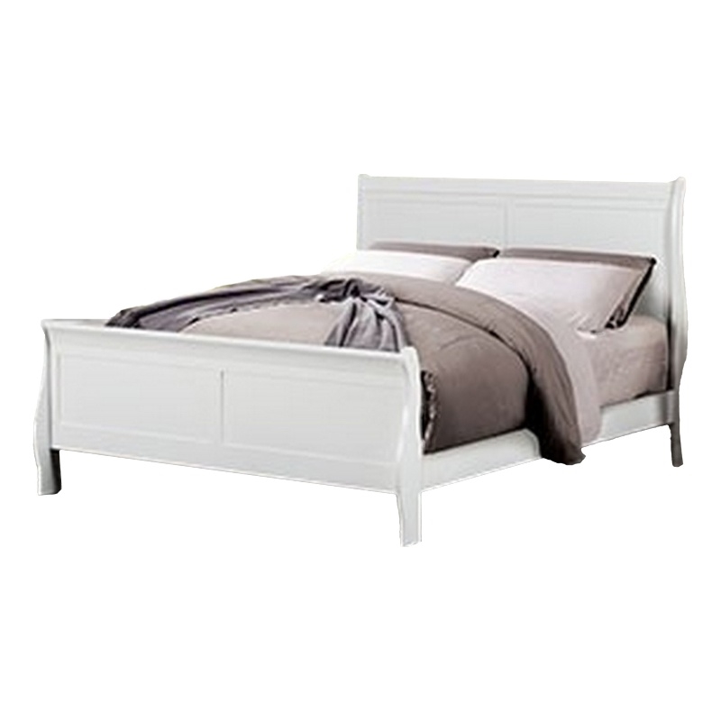 Ryla Queen Size Bed- Sleek Modern Panel Headboard Design- White Solid Wood