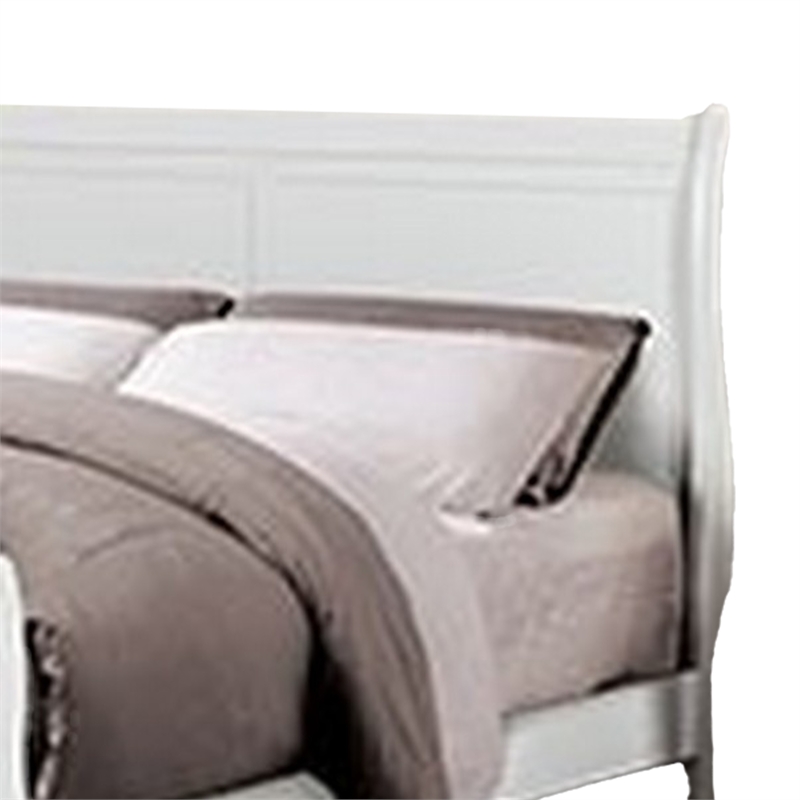 Ryla Twin Size Bed- Sleek Modern Panel Headboard Design- White Solid Wood