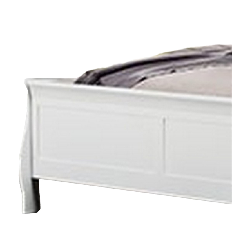 Ryla Twin Size Bed- Sleek Modern Panel Headboard Design- White Solid Wood