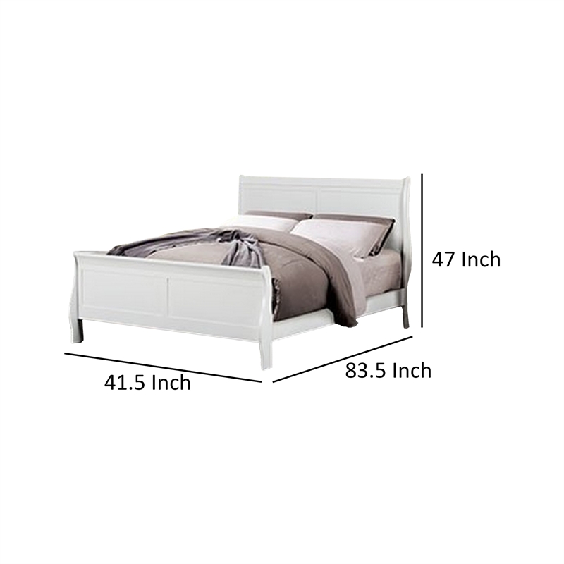 Ryla Twin Size Bed- Sleek Modern Panel Headboard Design- White Solid Wood