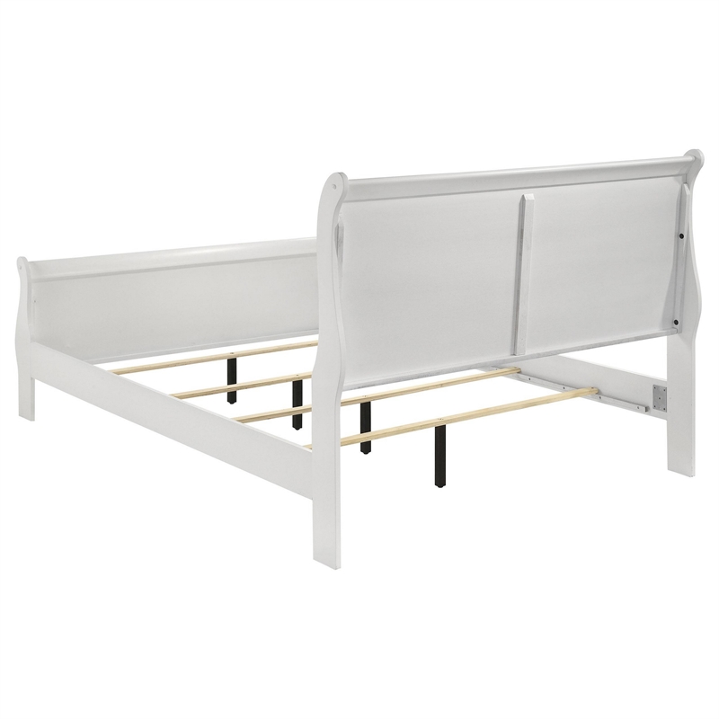 Nim Queen Size Bed- Sleigh Panel Headboard Design- White- Low Profile