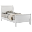 Nim Twin Size Bed- Sleigh Panel Headboard Design- White- Low Profile